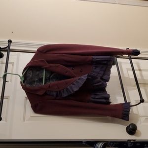 Free People cranberry short ruffled jacket, size 4
